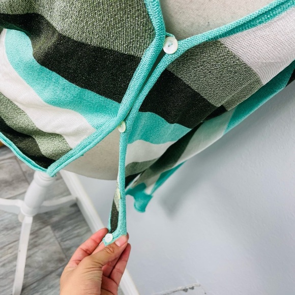 Y2K Galliano Metallic Sparkle Striped Blue Green Open Cárdigan - Picture 9 of 14